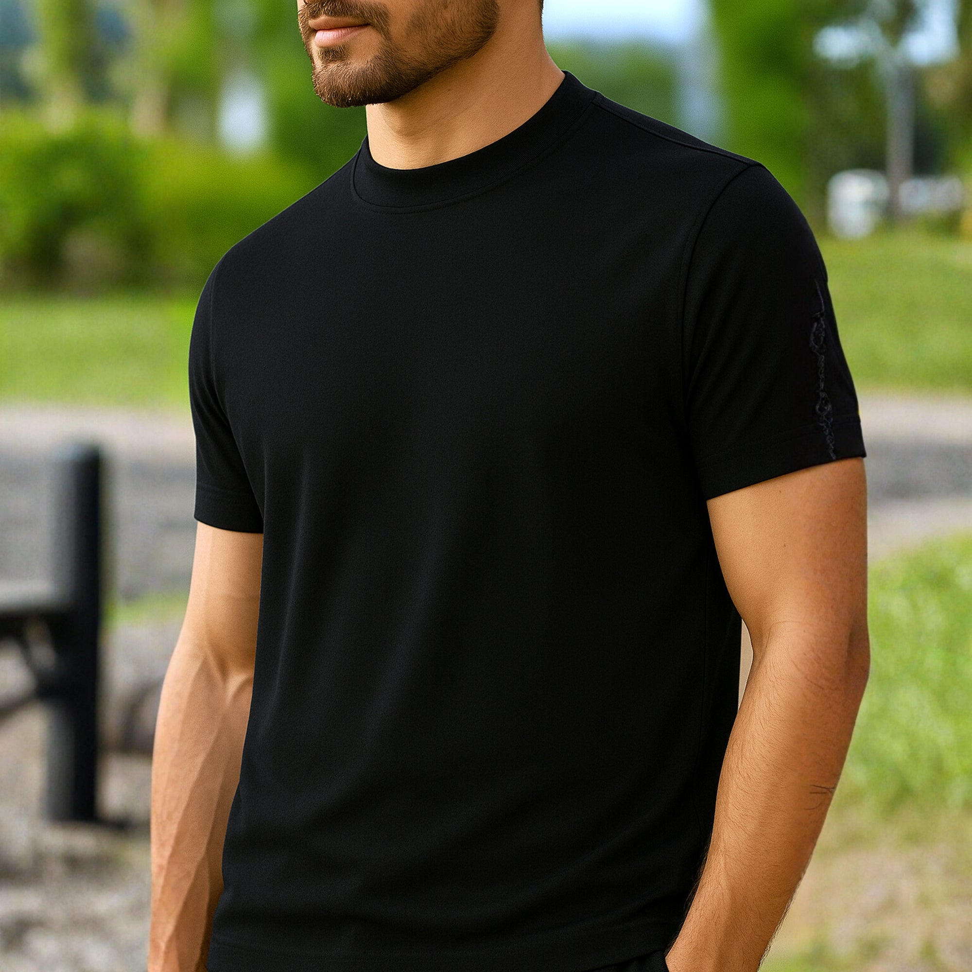 High Neck Black Solid Premium
