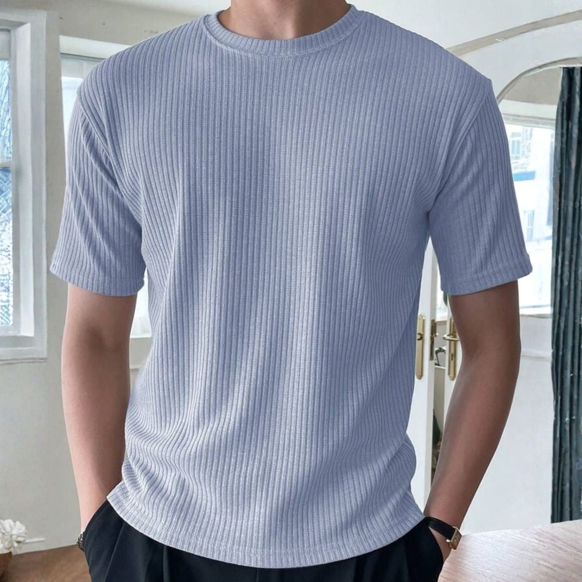 Rib T-Shirt Sky Blue