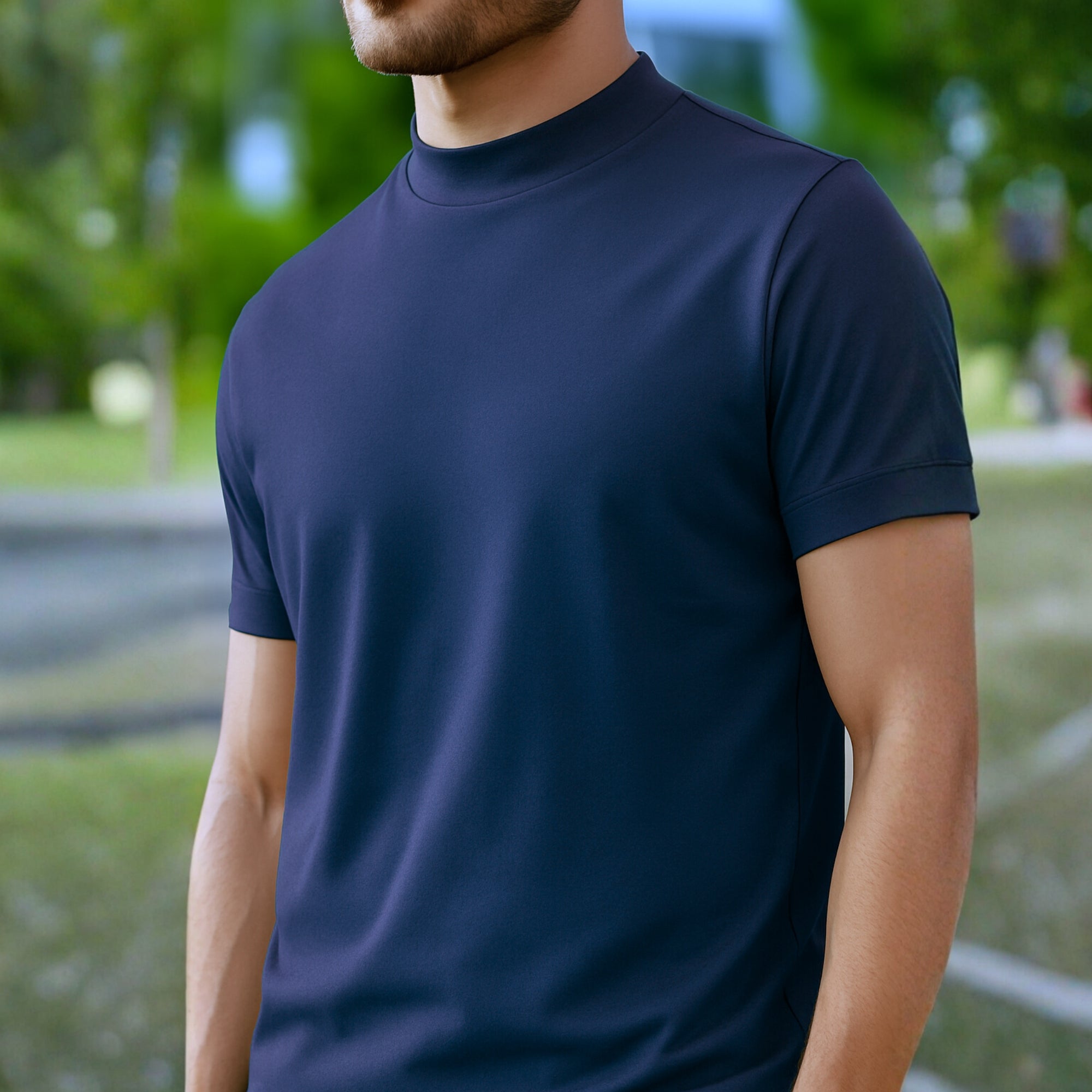High Neck Neavy Blue Solid Premium