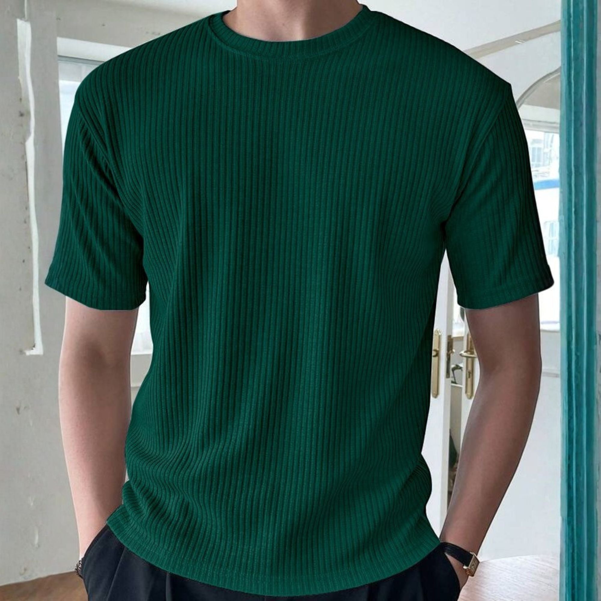 Rib T-Shirt Bottle Green