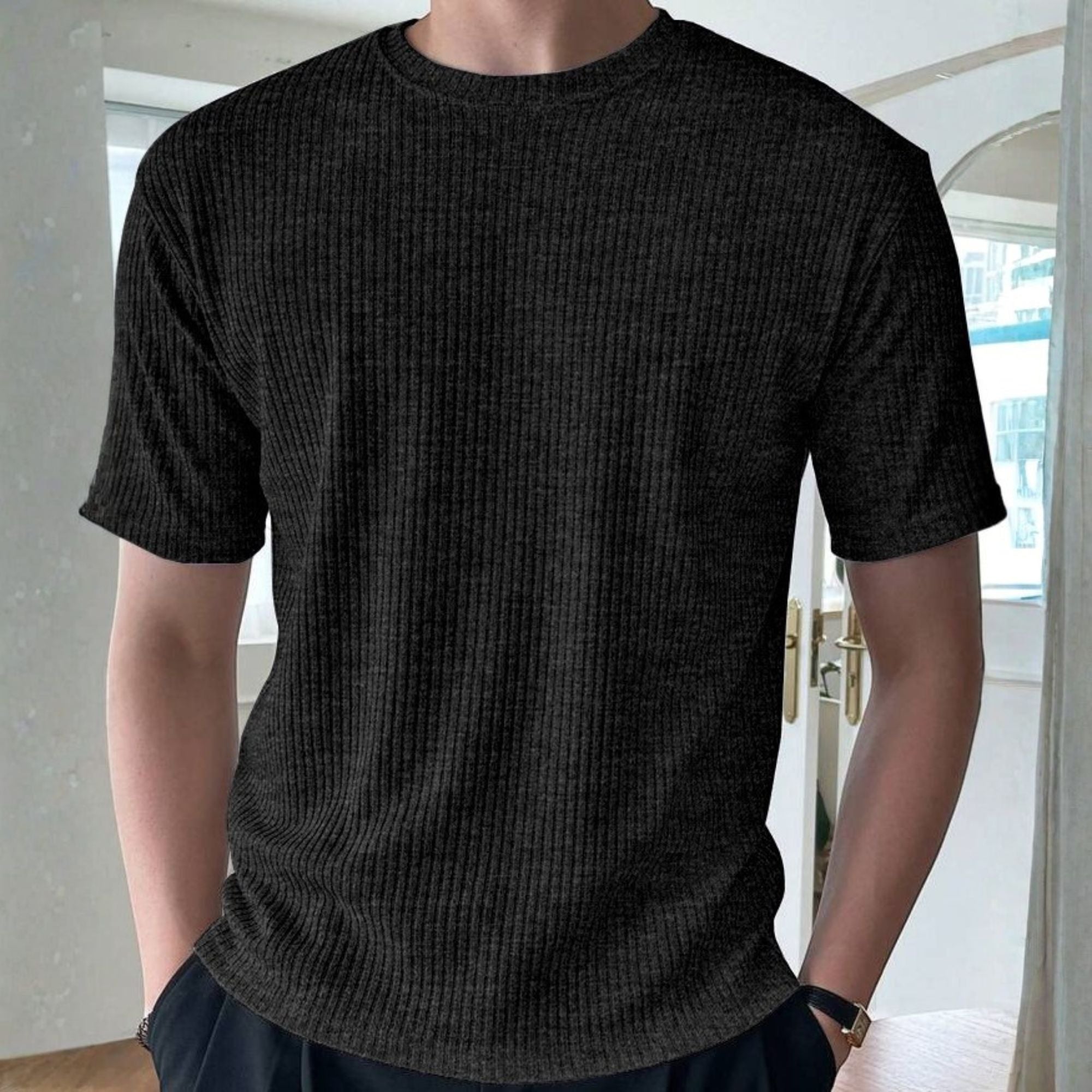 Rib T-Shirt Anthra Melange