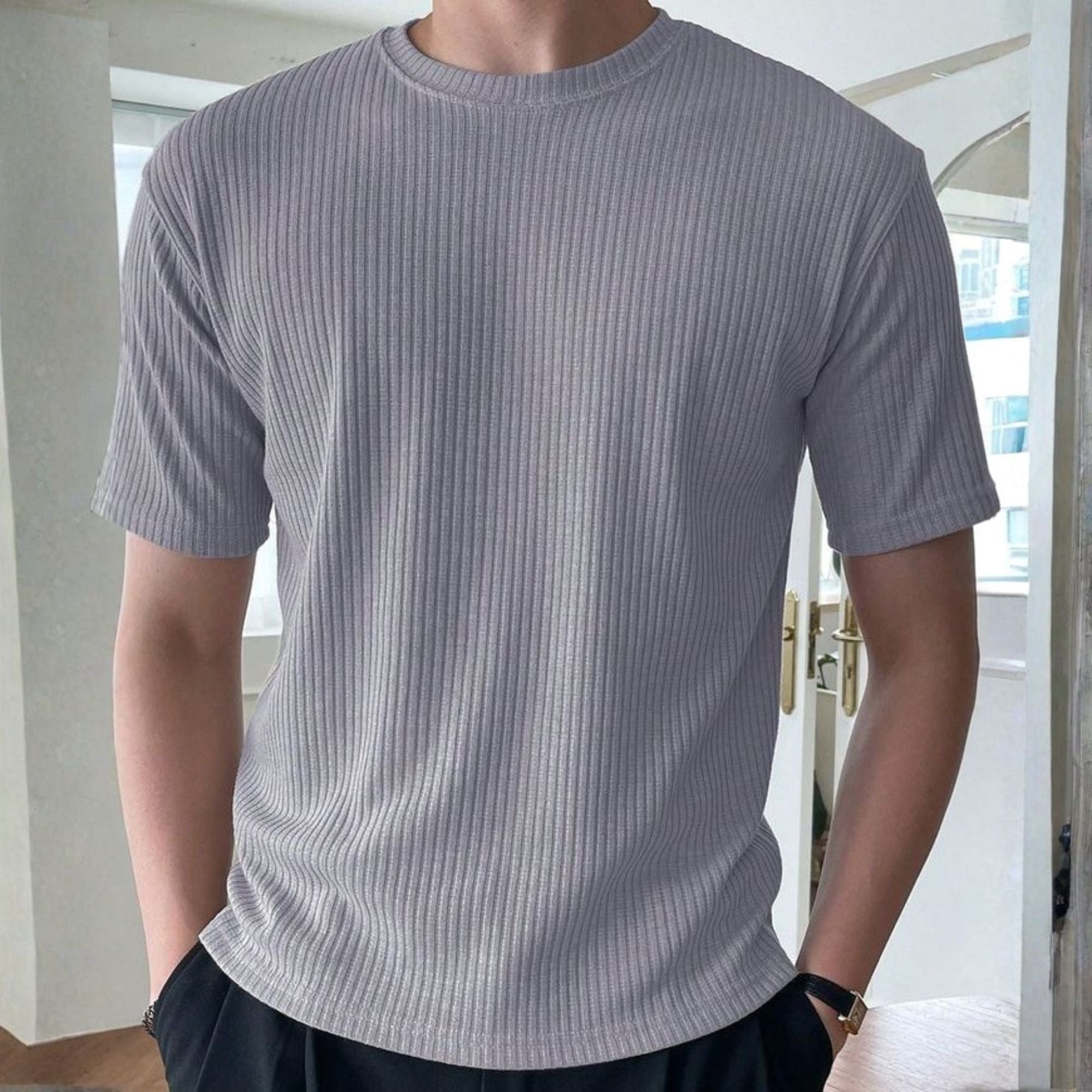 Rib T-Shirt Silver