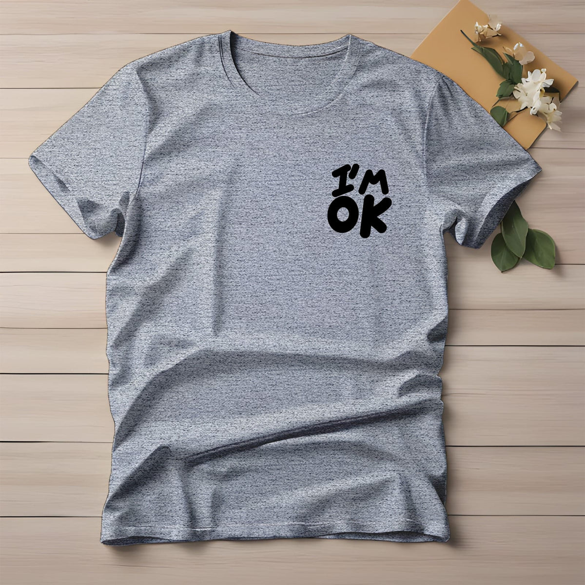 Half Sleeve t-shirt print I'M OK