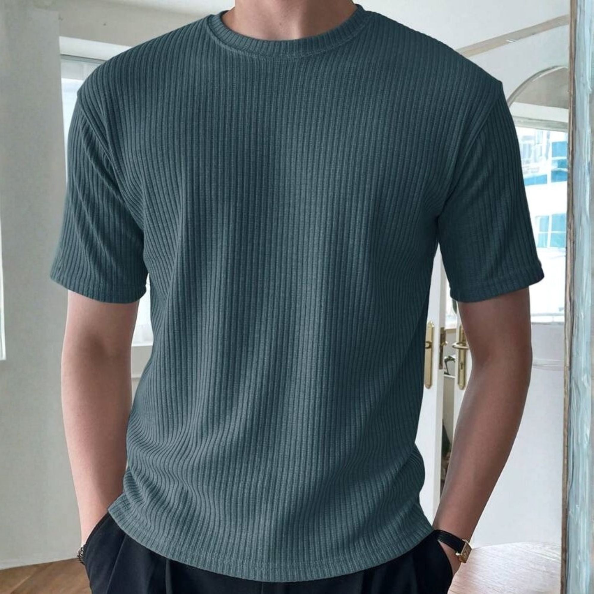 Rib T-Shirt Peacock Blue