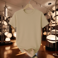 Half Sleeve Solid Premium Cotton T-shirt- Biscuit