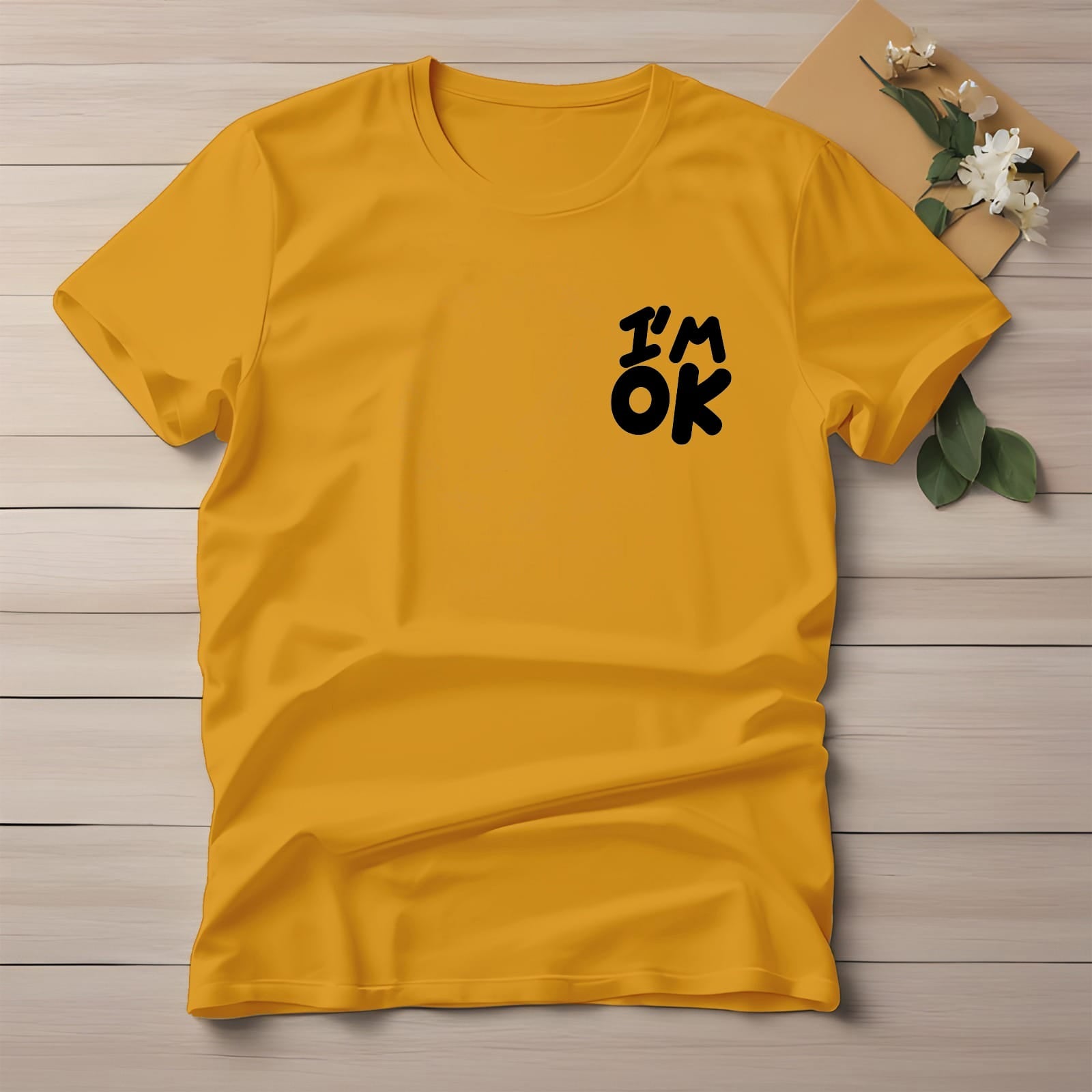 Half Sleeve t-shirt print I'M OK