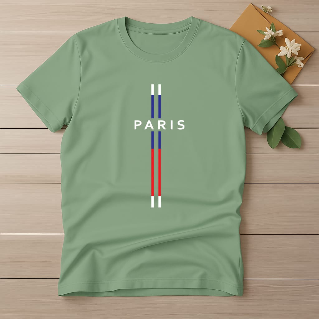 Half Sleeve t-shirt print PARIS vertical line